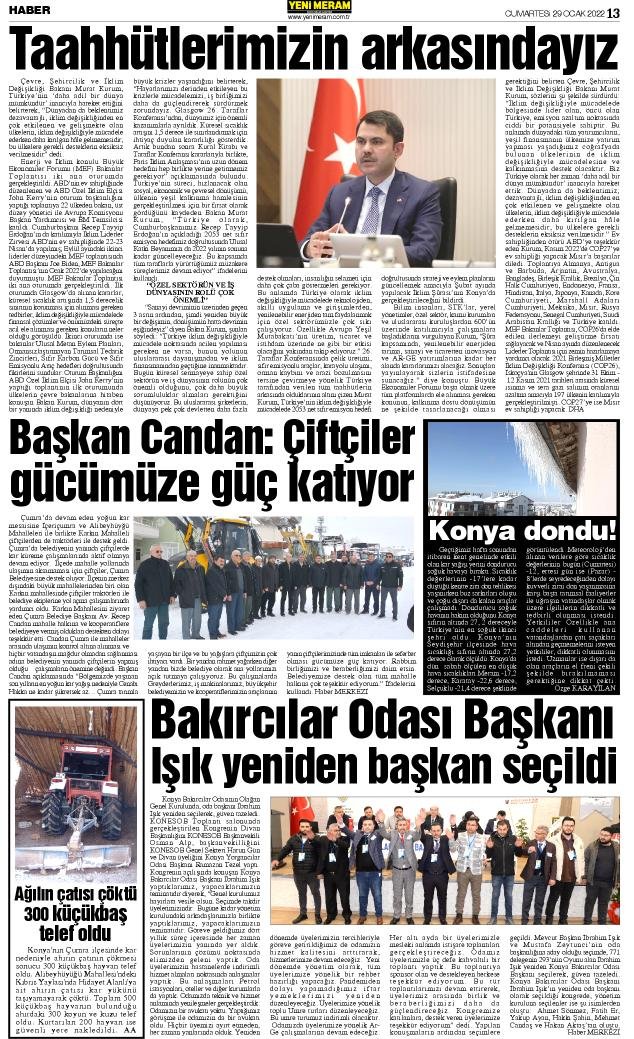 29 Ocak 2022 Yeni Meram Gazetesi