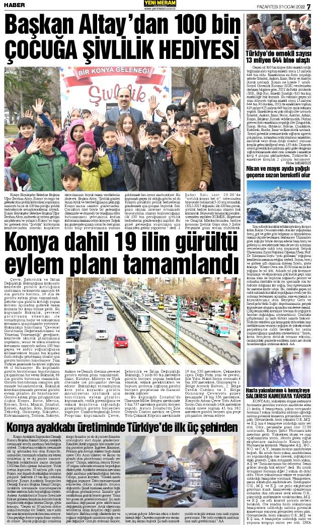 31 Ocak 2022 Yeni Meram Gazetesi
