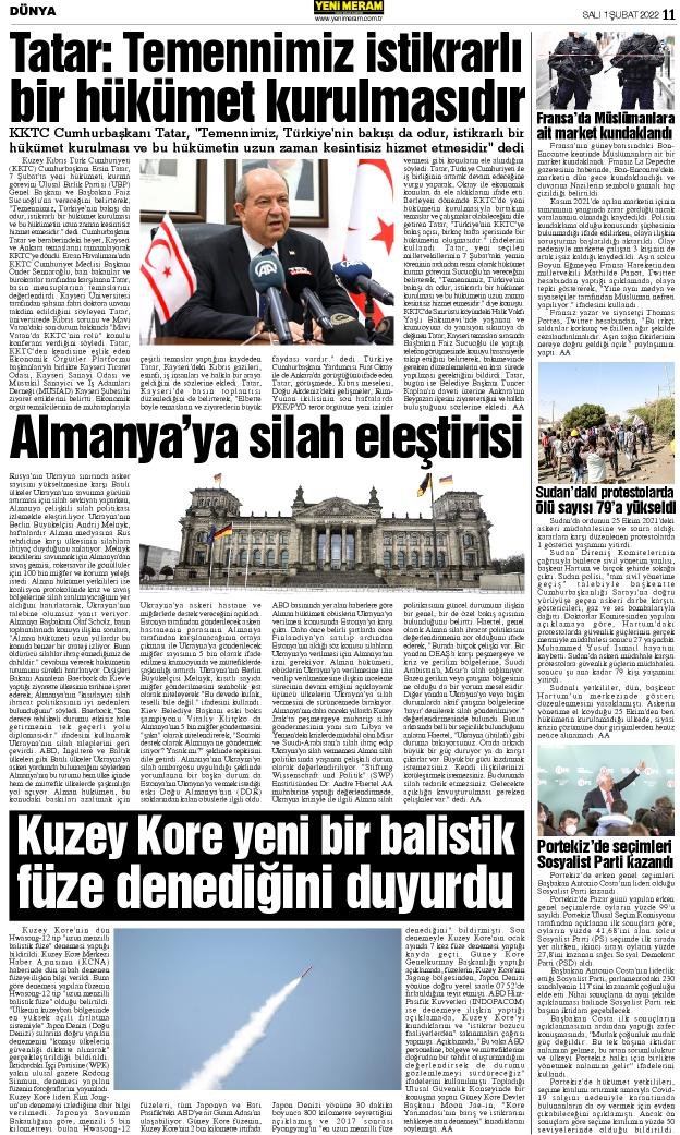 1 Şubat 2022 Yeni Meram Gazetesi

