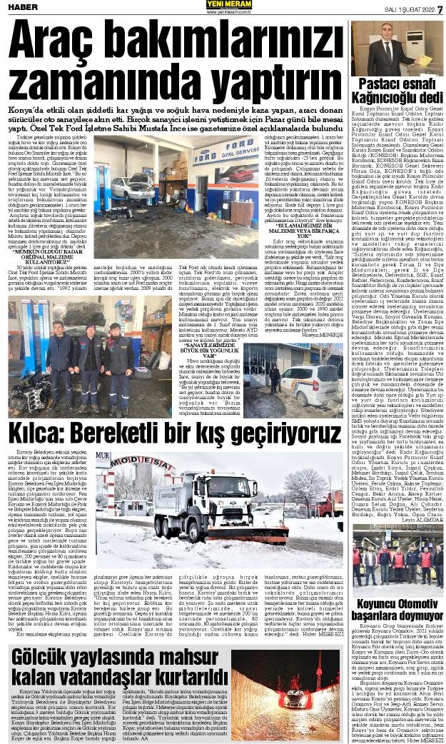 1 Şubat 2022 Yeni Meram Gazetesi
