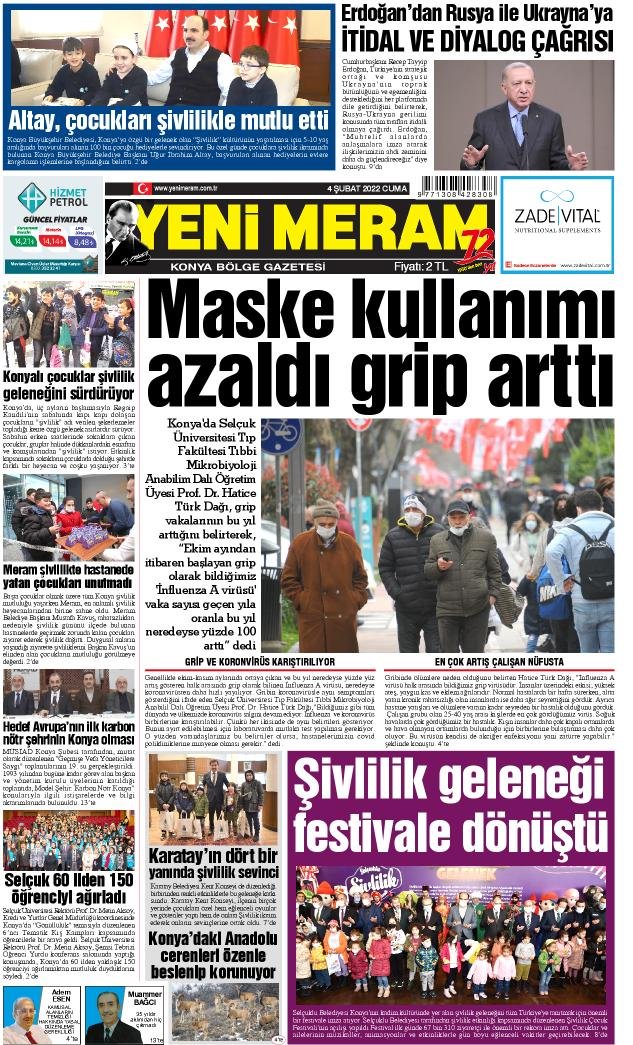 4 Şubat 2022 Yeni Meram Gazetesi
