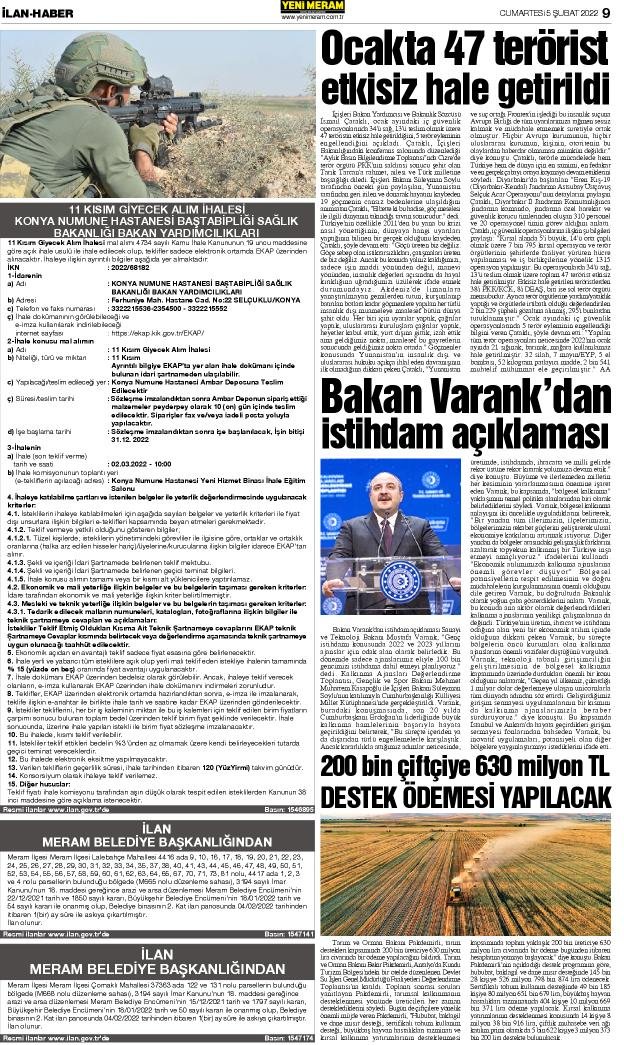 5 Şubat 2022 Yeni Meram Gazetesi