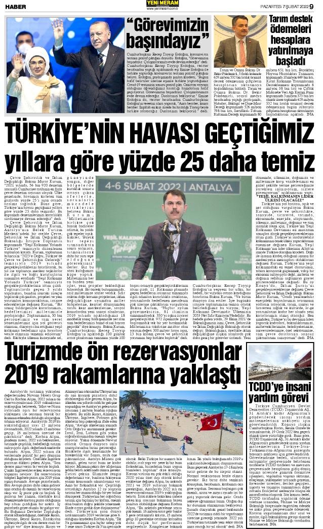 7 Şubat 2022 Yeni Meram Gazetesi
