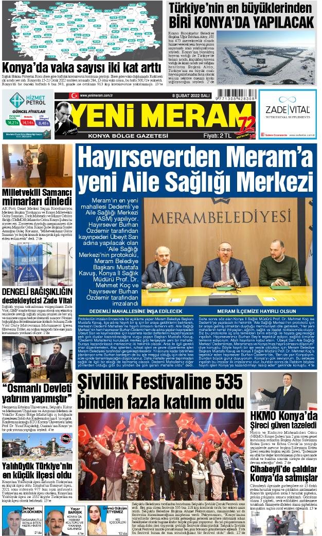 8 Şubat 2022 Yeni Meram Gazetesi
