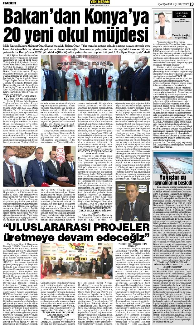 9 Şubat 2022 Yeni Meram Gazetesi
