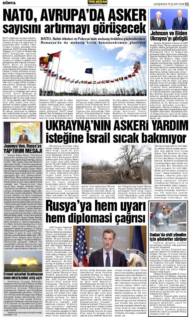 16 Şubat 2022 Yeni Meram Gazetesi
