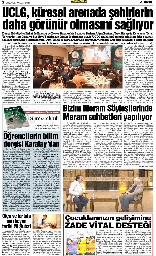 17 Şubat 2022 Yeni Meram Gazetesi
