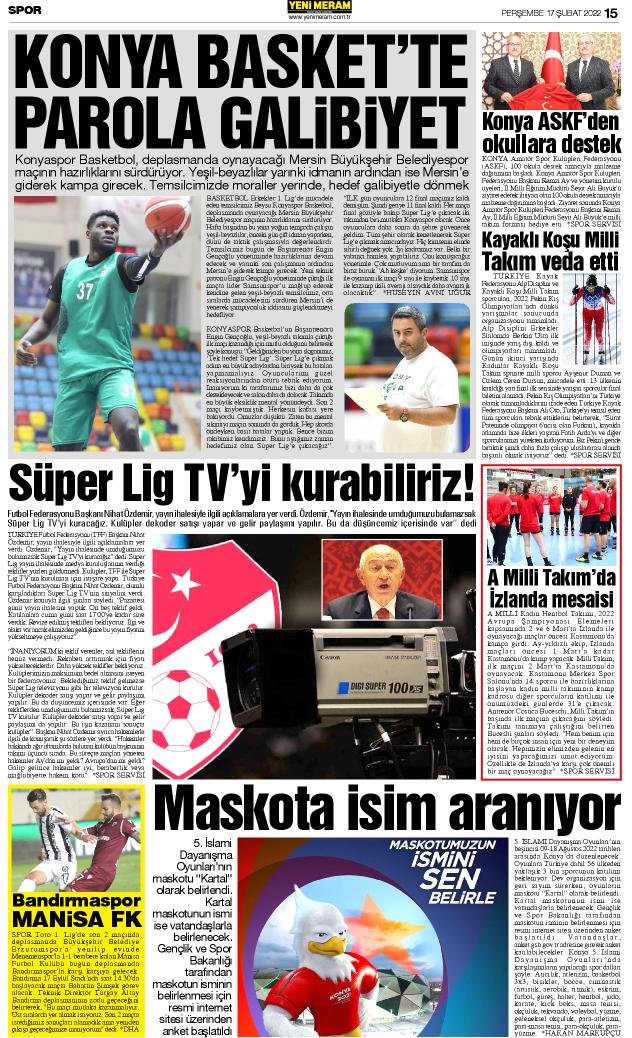 17 Şubat 2022 Yeni Meram Gazetesi
