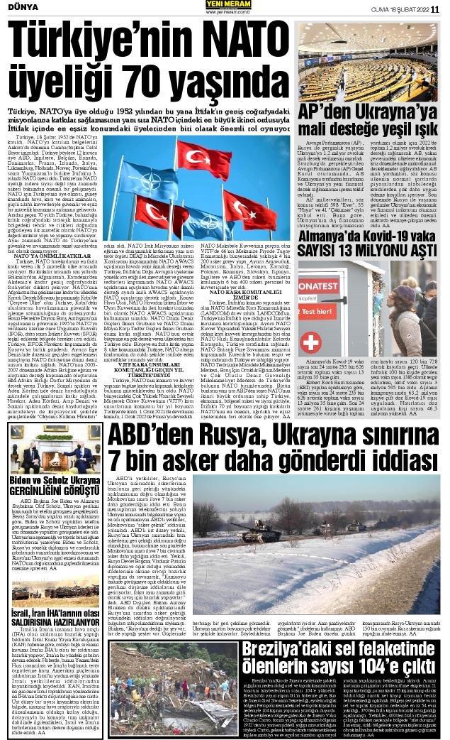 18 Şubat 2022 Yeni Meram Gazetesi
