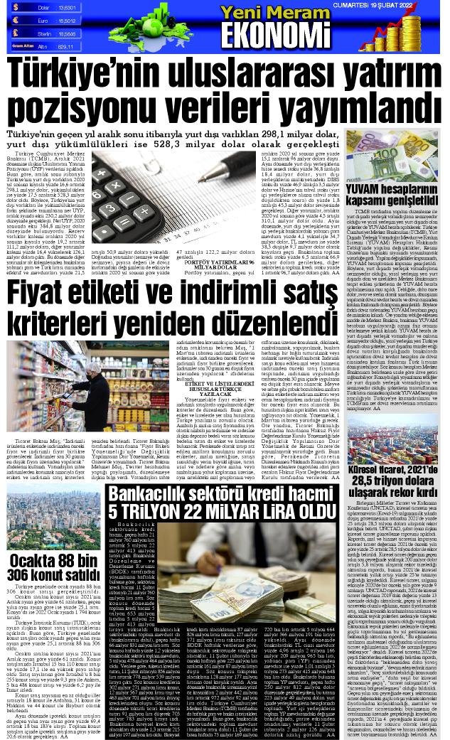 19 Şubat 2022 Yeni Meram Gazetesi