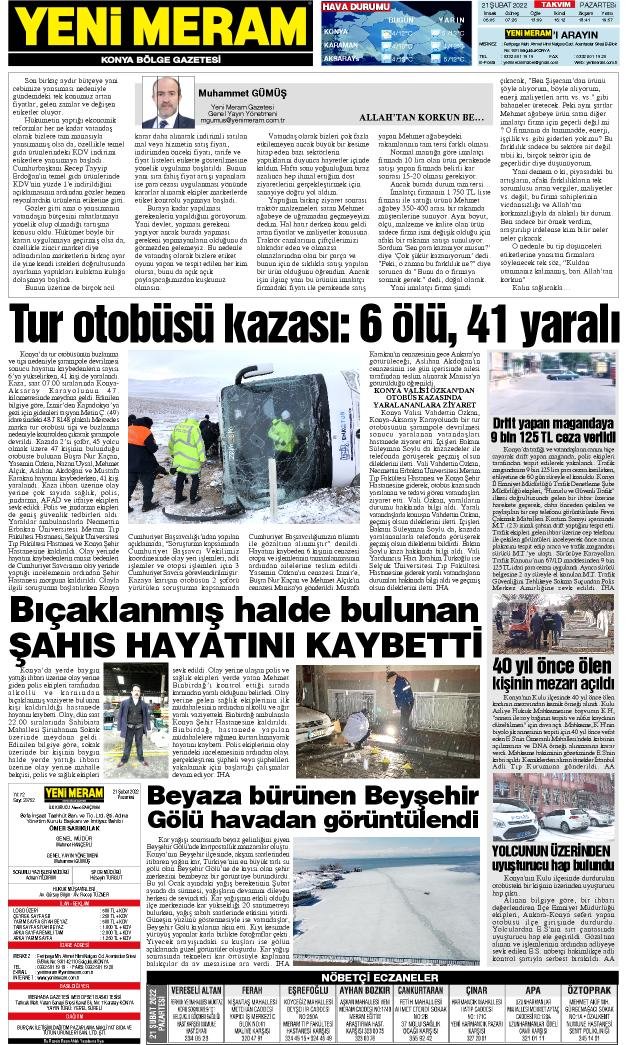 21 Şubat 2022 Yeni Meram Gazetesi
