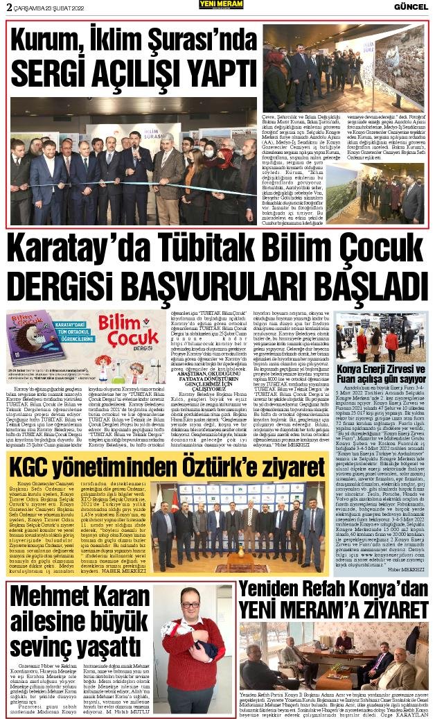 23 Şubat 2022 Yeni Meram Gazetesi
