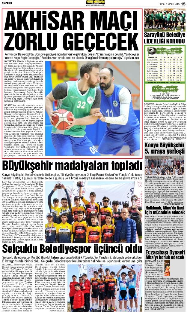 1 Mart 2022 Yeni Meram Gazetesi
