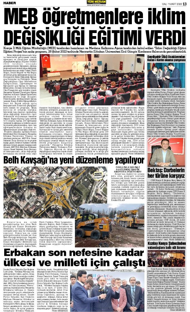 1 Mart 2022 Yeni Meram Gazetesi
