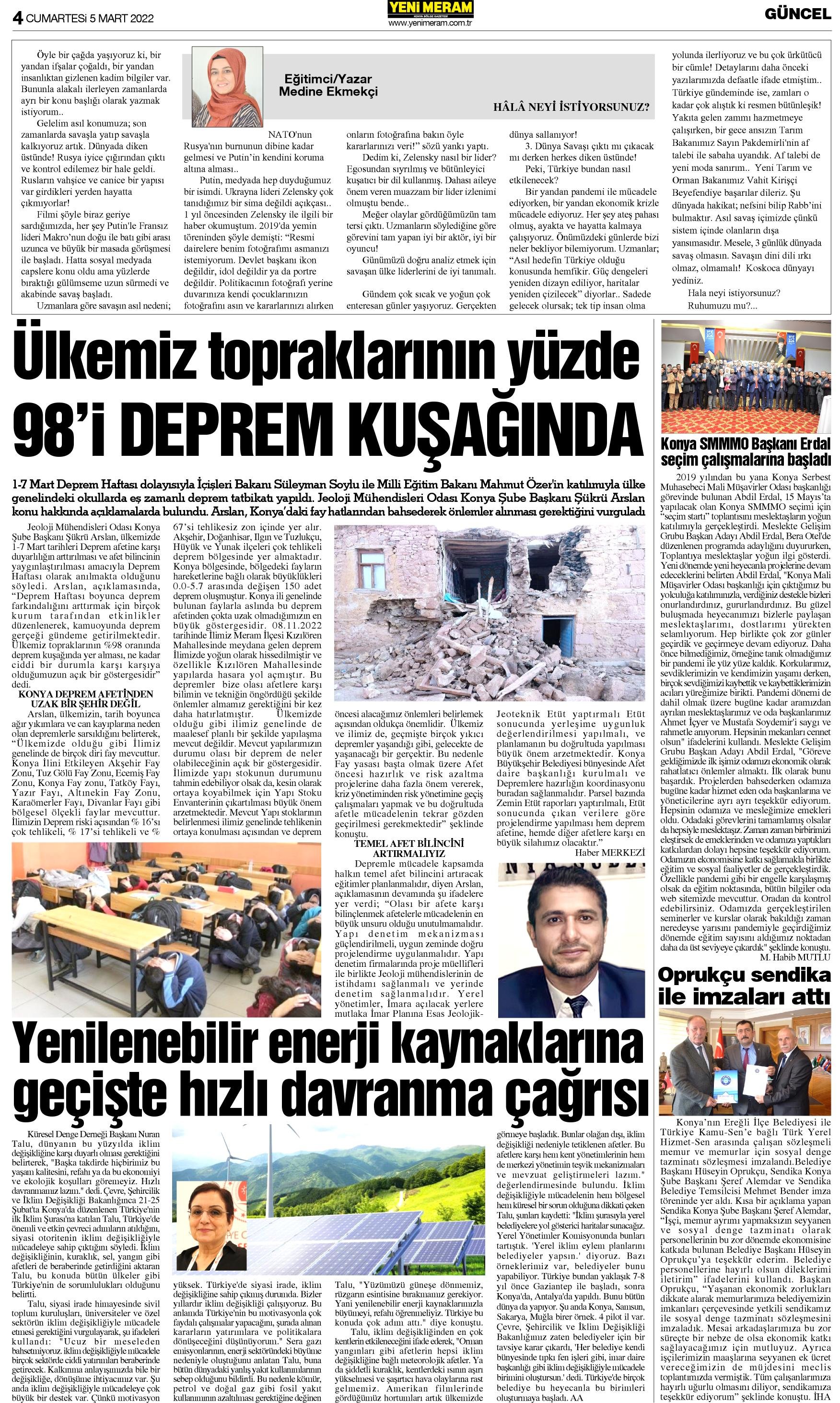 5 Mart 2022 Yeni Meram Gazetesi