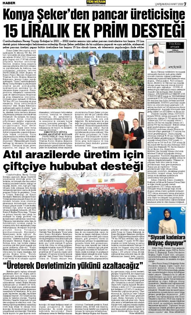 9 Mart 2022 Yeni Meram Gazetesi
