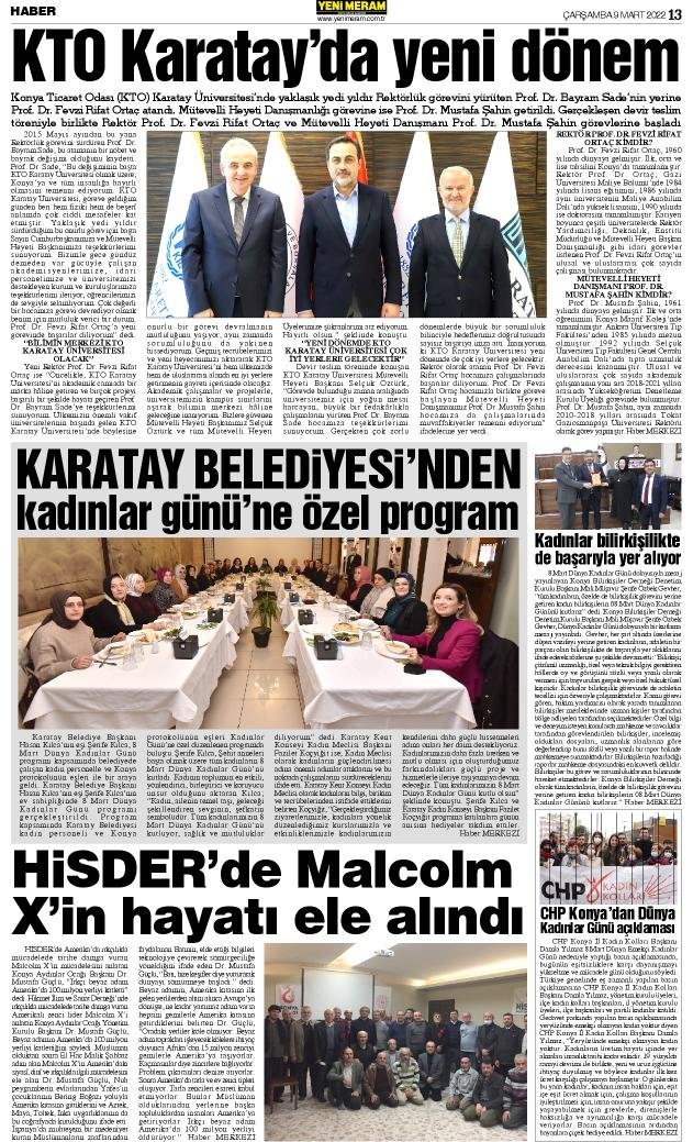 9 Mart 2022 Yeni Meram Gazetesi

