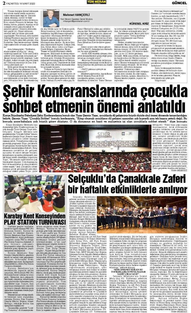 14 Mart 2022 Yeni Meram Gazetesi
