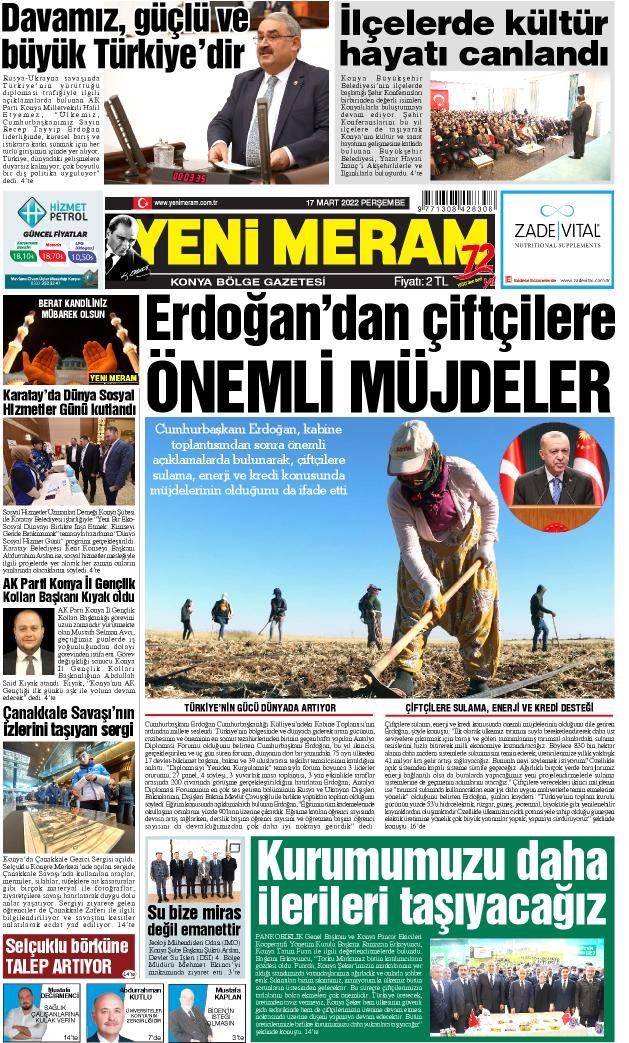 17 Mart 2022 Yeni Meram Gazetesi
