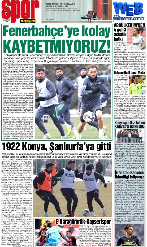 18 Mart 2022 Yeni Meram Gazetesi
