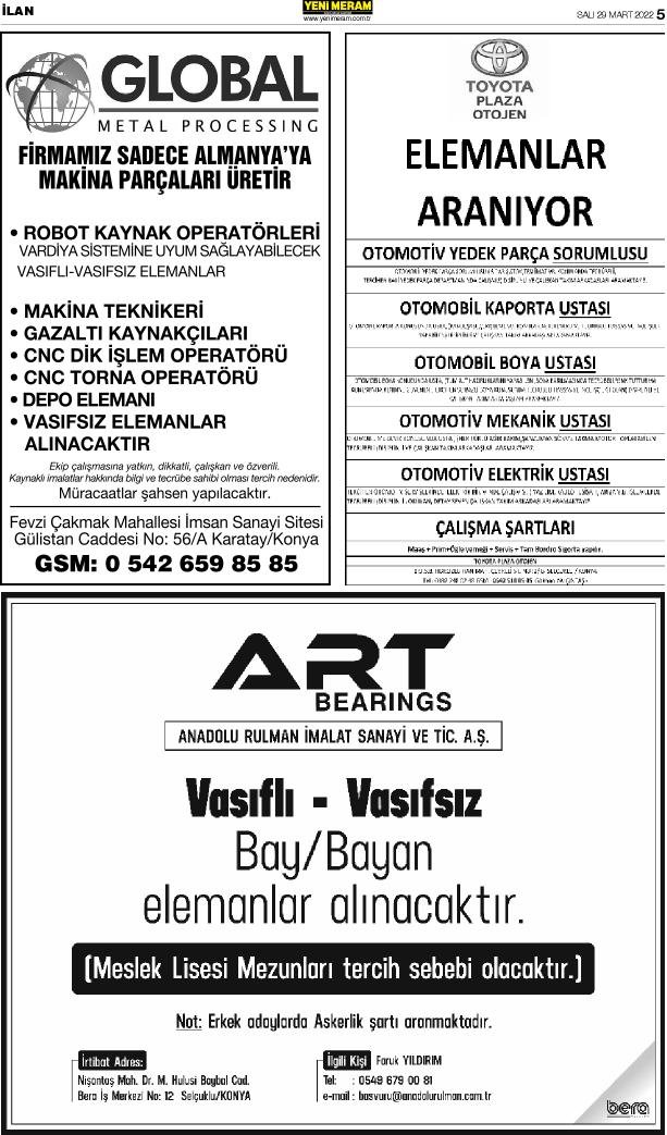 29 Mart 2022 Yeni Meram Gazetesi
