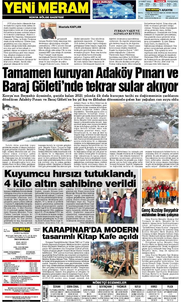 31 Mart 2022 Yeni Meram Gazetesi
