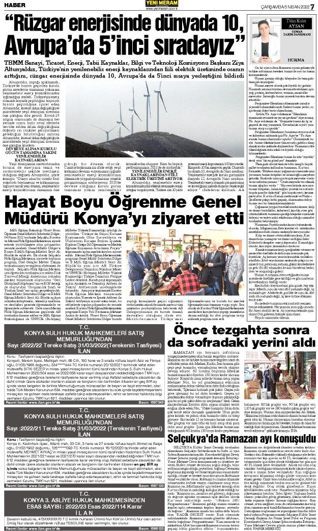 6 Nisan 2022 Yeni Meram Gazetesi
