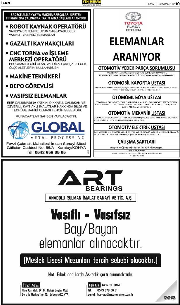 9 Nisan 2022 Yeni Meram Gazetesi