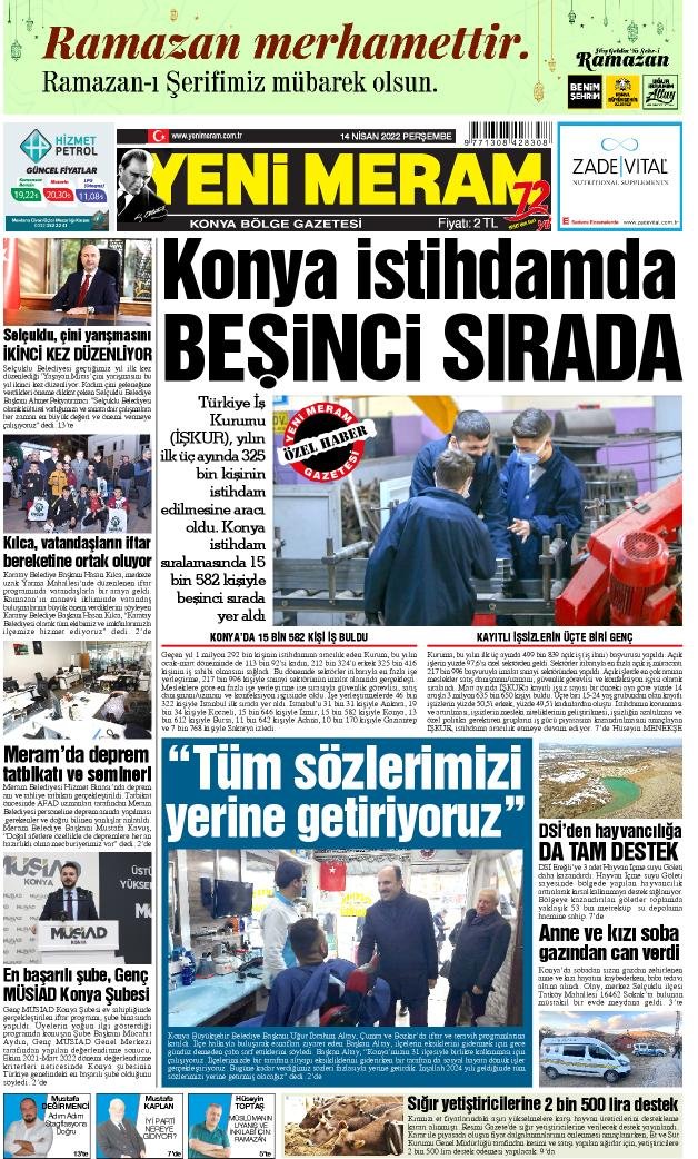 14 Nisan 2022 Yeni Meram Gazetesi
