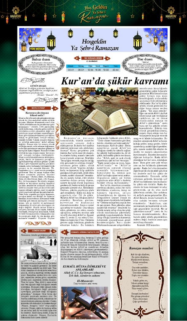 16 Nisan 2022 Yeni Meram Gazetesi
