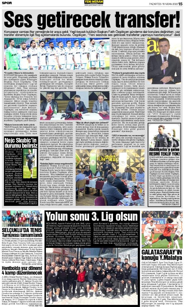 18 Nisan 2022 Yeni Meram Gazetesi

