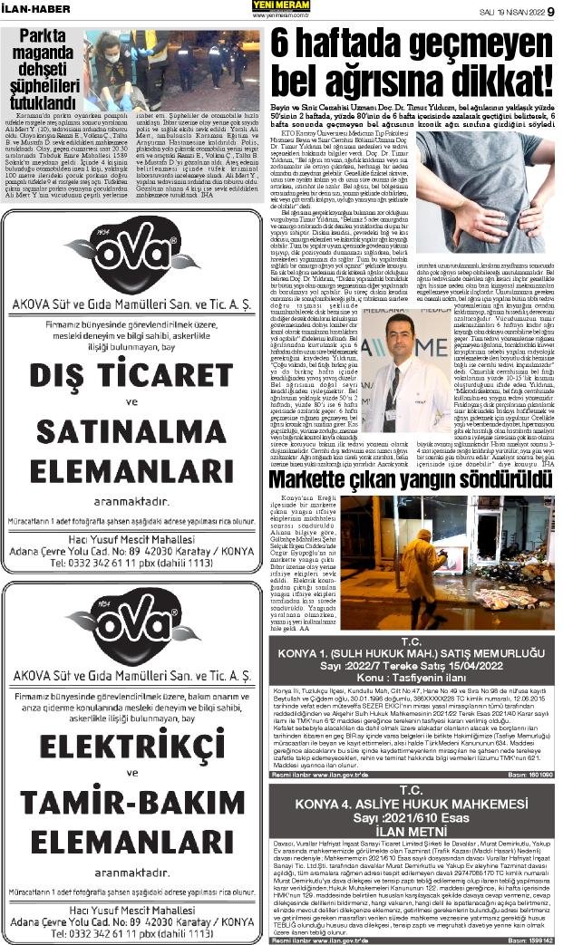 19 Nisan 2022 Yeni Meram Gazetesi
