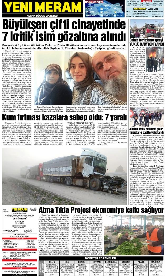 20 Nisan 2022 Yeni Meram Gazetesi
