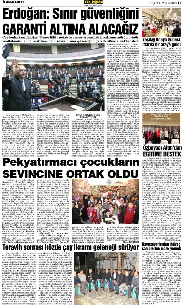 21 Nisan 2022 Yeni Meram Gazetesi
