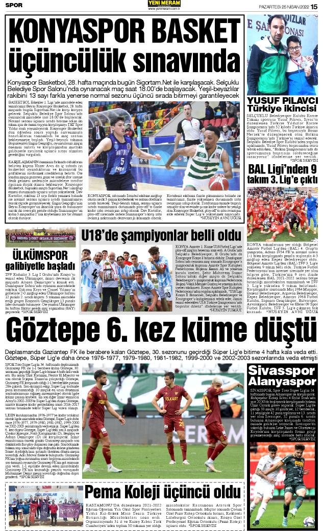 25 Nisan 2022 Yeni Meram Gazetesi
