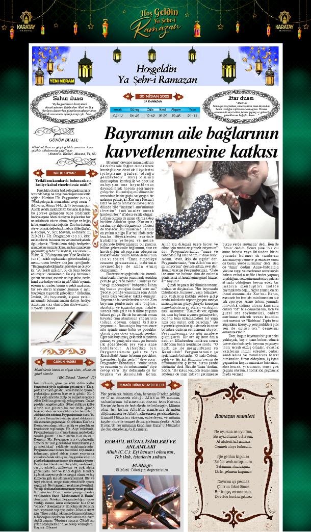 30 Nisan 2022 Yeni Meram Gazetesi