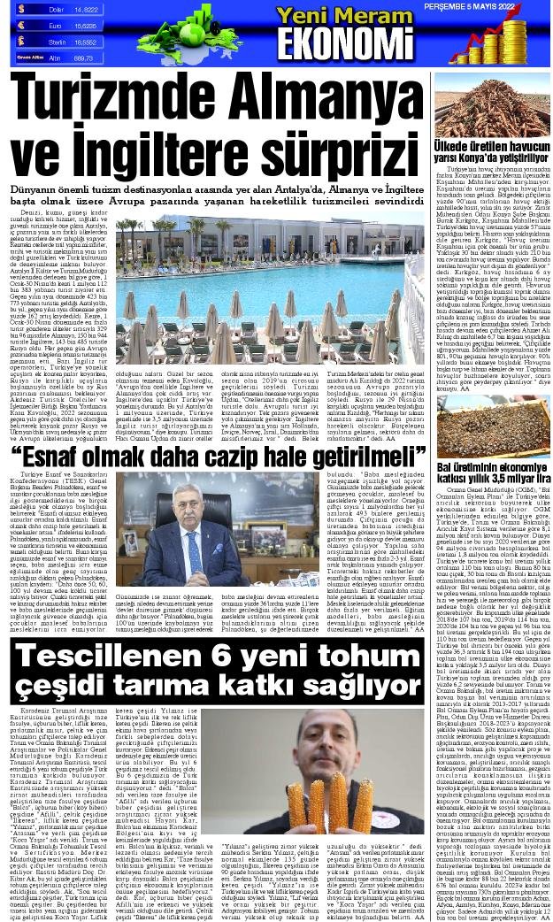 5 Mayıs 2022 Yeni Meram Gazetesi

