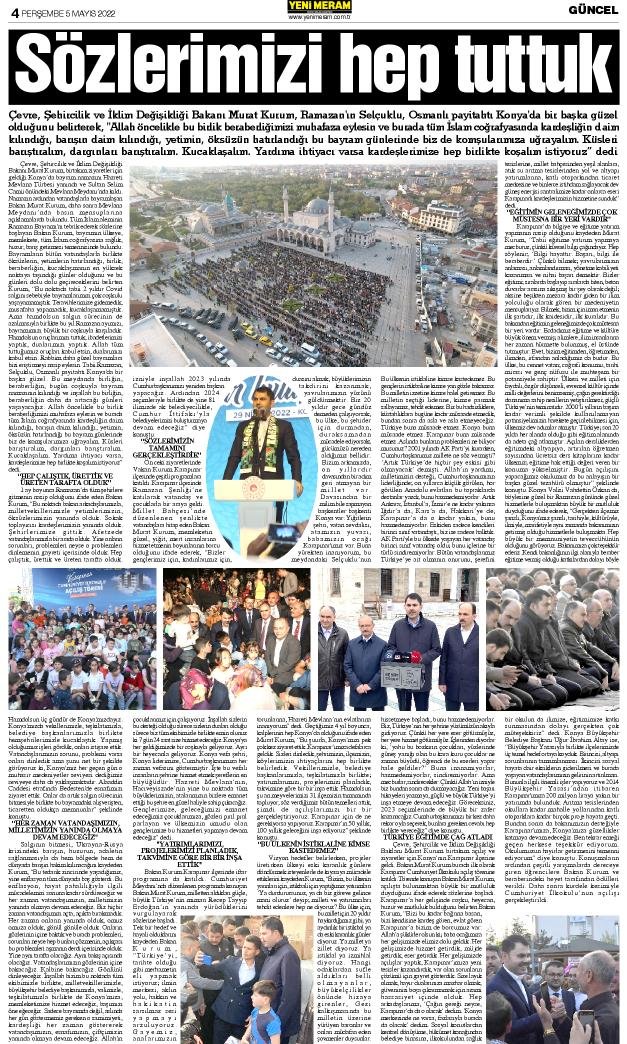 5 Mayıs 2022 Yeni Meram Gazetesi
