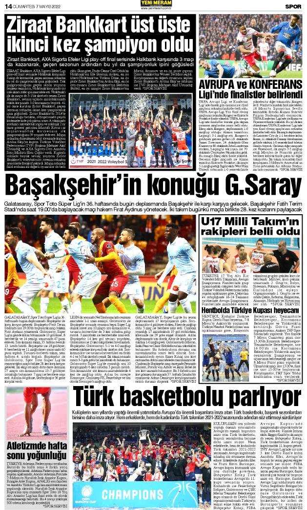 7 Mayıs 2022 Yeni Meram Gazetesi
