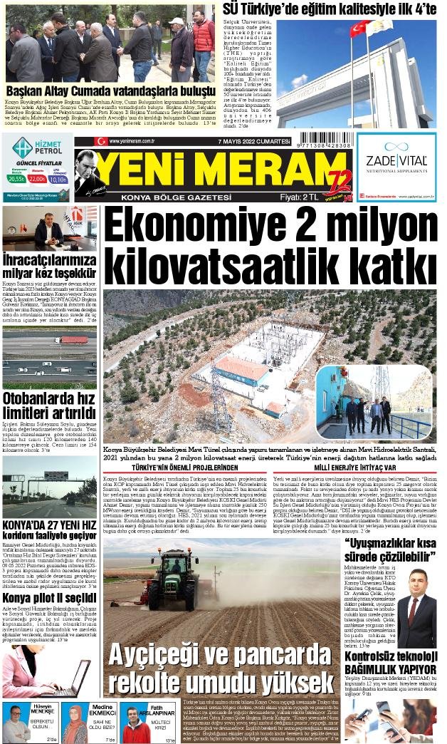 7 Mayıs 2022 Yeni Meram Gazetesi
