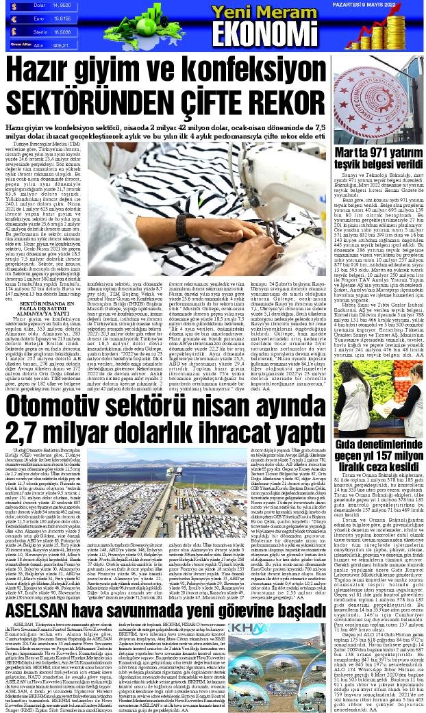 9 Mayıs 2022 Yeni Meram Gazetesi
