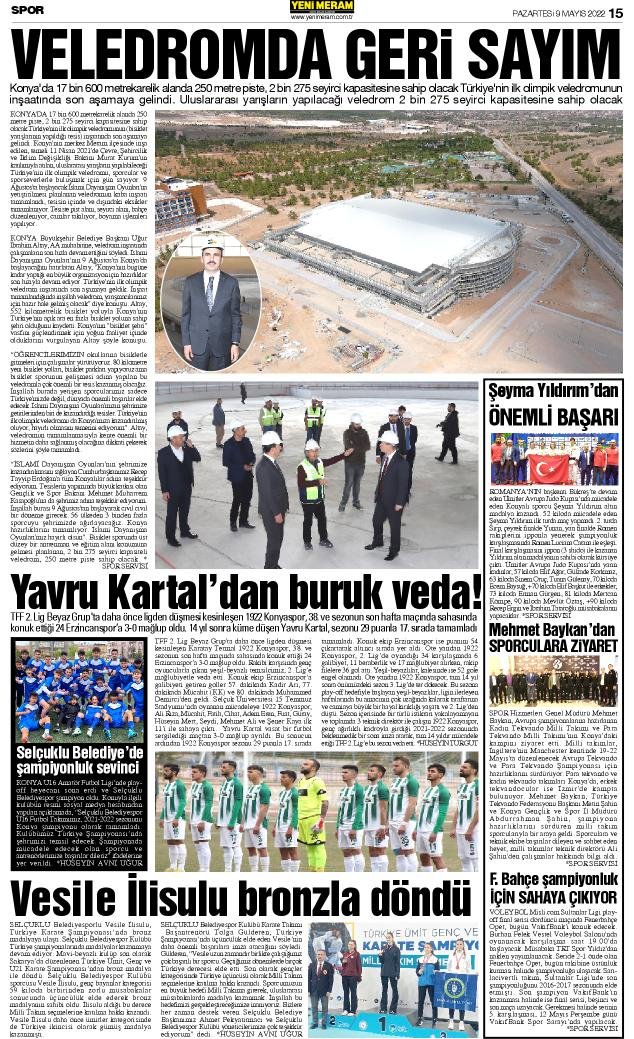 9 Mayıs 2022 Yeni Meram Gazetesi
