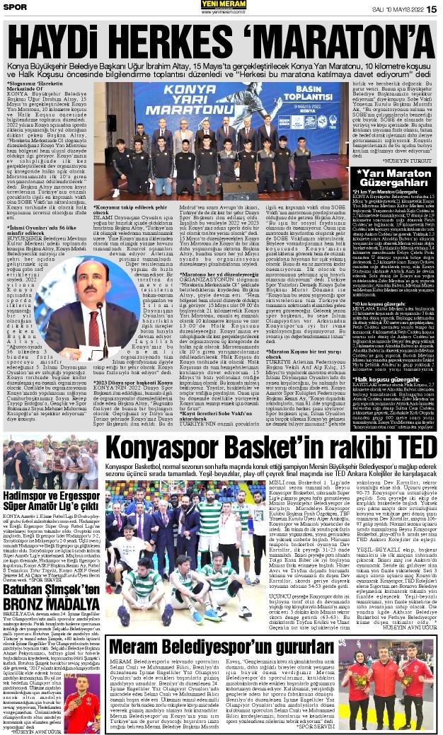 10 Mayıs 2022 Yeni Meram Gazetesi
