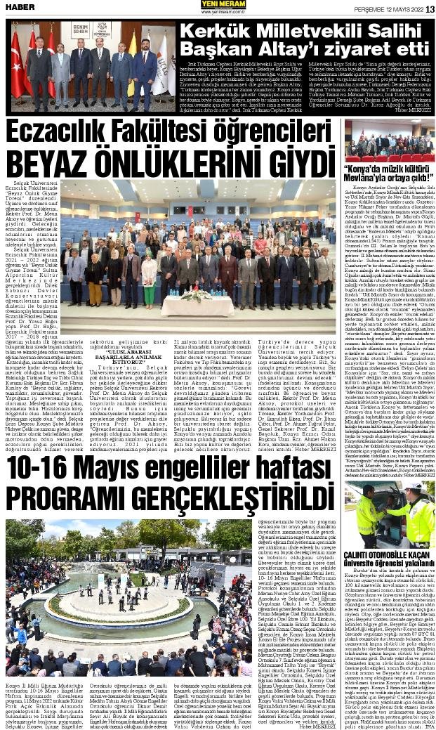 12 Mayıs 2022 Yeni Meram Gazetesi
