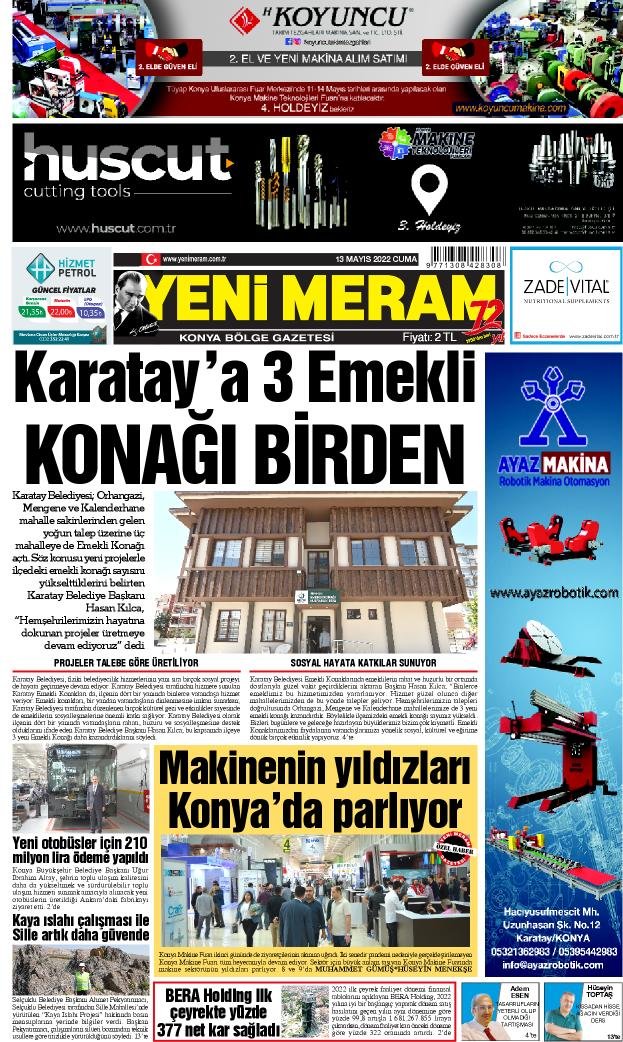13 Mayıs 2022 Yeni Meram Gazetesi
