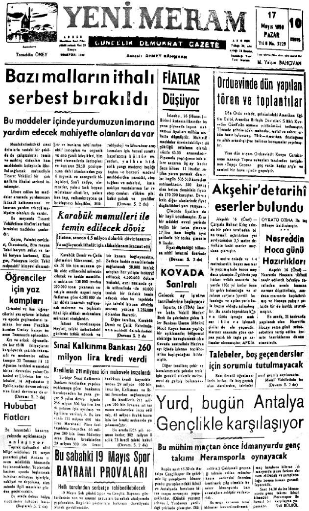 17 Mayıs 2022 Yeni Meram Gazetesi
