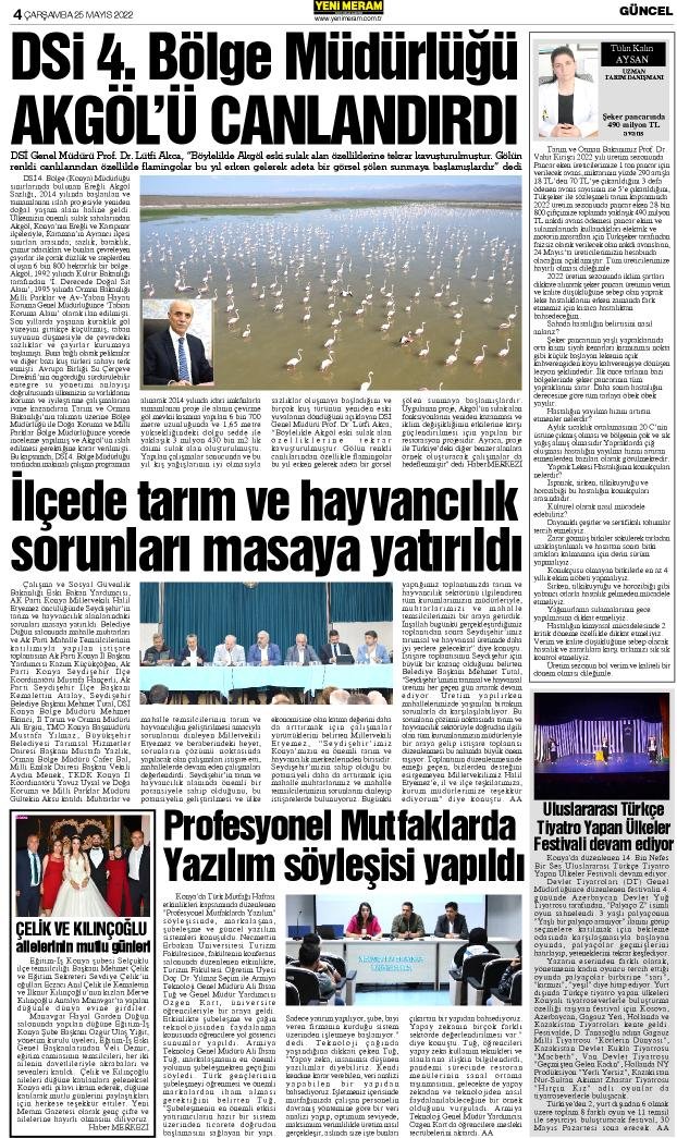 25 Mayıs 2022 Yeni Meram Gazetesi
