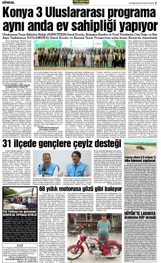 26 Mayıs 2022 Yeni Meram Gazetesi
