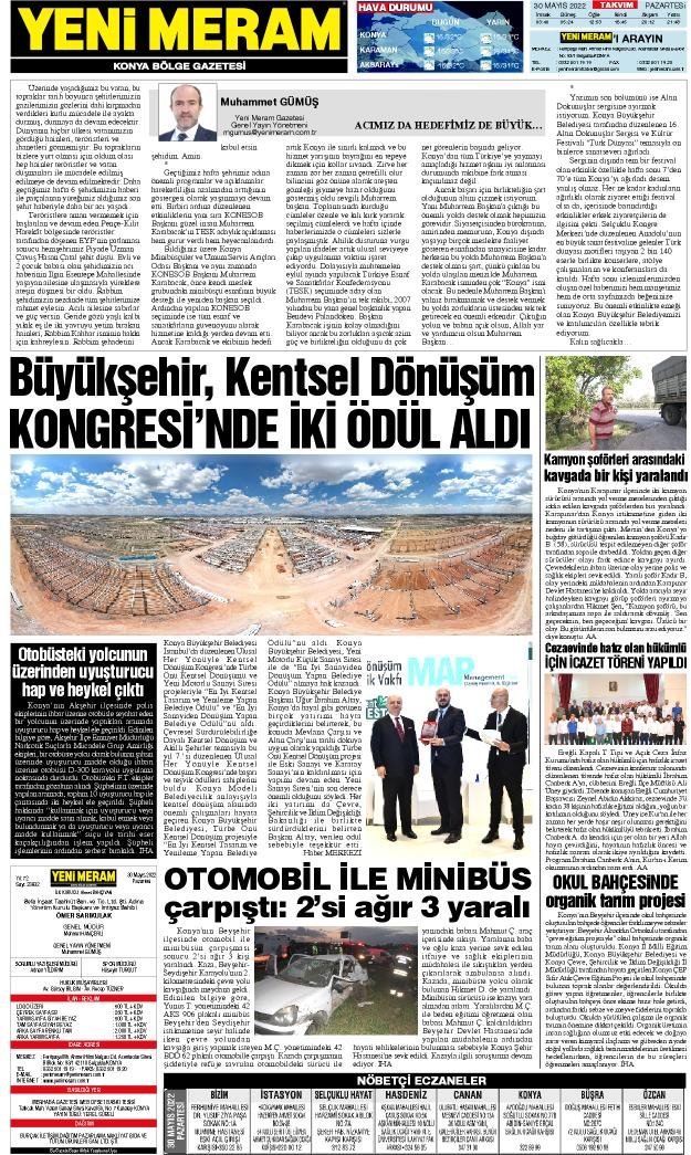 30 Mayıs 2022 Yeni Meram Gazetesi
