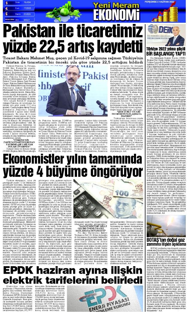 2 Haziran 2022 Yeni Meram Gazetesi
